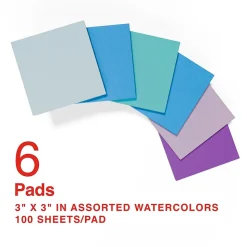 Staples Pop-up Notes, 3" x 3", Marina Collection, 100 Sheet/Pad, 6 Pads/Pack (S-33WCP6)