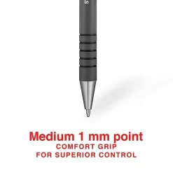 Staples Postscript Retractable Ballpoint Pens, Medium Point, Black Ink, Dozen (18262)