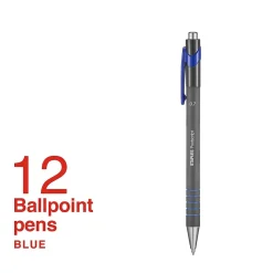 Staples Postscript Retractable Ballpoint Pens, Fine Point, Blue Ink, Dozen (18266)