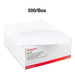 Staples Premium Gummed #10 Business Envelopes, 4 1/8