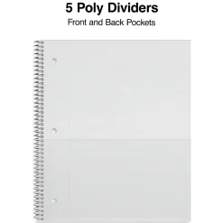 Staples Premium Poly 5-Subject Notebook, 8.5