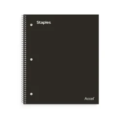 Staples Premium Poly 3-Subject Notebook, 8.5" x 11", College Ruled, 150 Sheets, Black (ST58313)