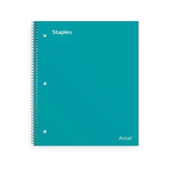 Staples Premium Poly 1-Subject Notebook, 8" x 10.5", Wide Ruled, 100 Sheets, Teal (TR20961)