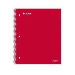 Staples Premium 1-Subject Notebook, 8" x 10.5", Wide Ruled, 100 Sheets, Red, 12/Carton (TR20958CT)