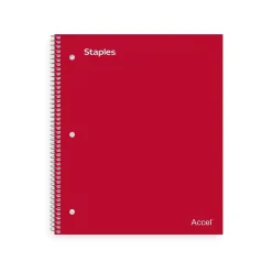 Staples Premium 1-Subject Notebook, 8.5" x 11", College Ruled, 100 Sheets, Red, 12 Notebooks/Carton (ST20952CT)
