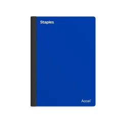 Staples Premium 2-Subject Notebook, 6" x 9.5", College Ruled, 100 Sheets, Blue (TR58326)
