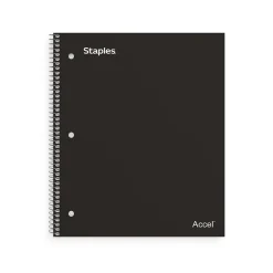 Staples Premium 2-Subject Notebook, 8.5" x 11", College Ruled, 120 Sheets, Black (TR58310)