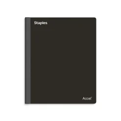 Staples Premium 3-Subject Notebook, 8.5" x 11", College Ruled, 150 Sheets, Black (ST58329)