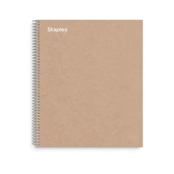 Staples Premium 3-Subject Notebook, 8.5" x 11", College Ruled, 150 Sheets, Brown (TR52123)