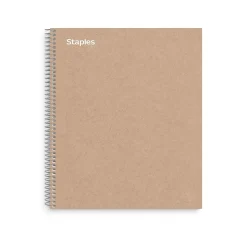 Staples Premium 1-Subject Notebook, 8.5" x 11", College Ruled, 100 Sheets, Brown (TR52121)