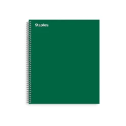 Staples® Premium 3-Subject Subject Notebooks, 8.5" x 11", College Ruled, 150 Sheets, Green (TR58362M-CC)