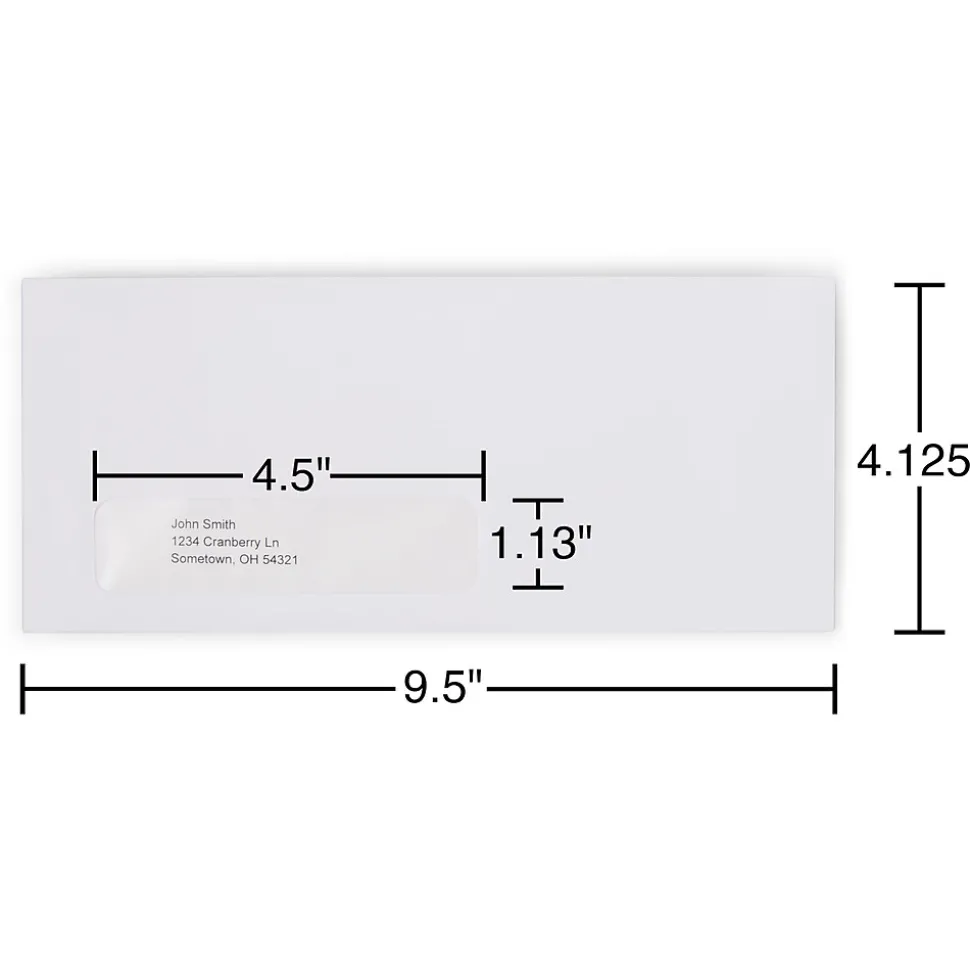 Staples QuickStrip EasyClose Self Seal #10 Window Envelopes, 4 1/8" x 9 1/2", White Wove, 500/Box (ST381936/381936)