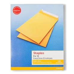 Staples QuickStrip EasyClose Kraft Self Seal Catalog Envelopes, 9" x 12", Brown, 100/Box (ST381970-CC)