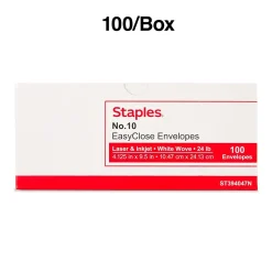 Staples QuickStrip EasyClose #10 Business Envelopes, 4 1/8