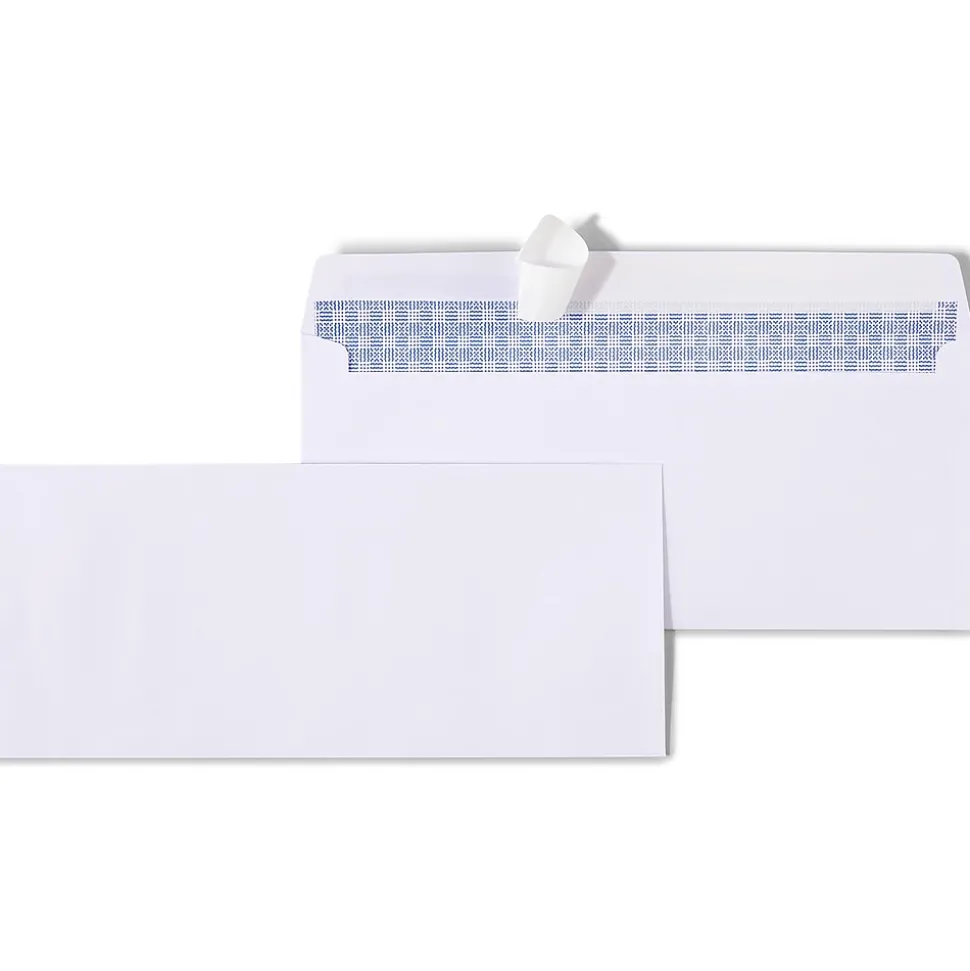 Staples QuickStrip EasyClose Self Seal Security Tinted #10 Business Envelopes, 4 1/8" x 9 1/2", White, 100/Box (ST50308-CC)