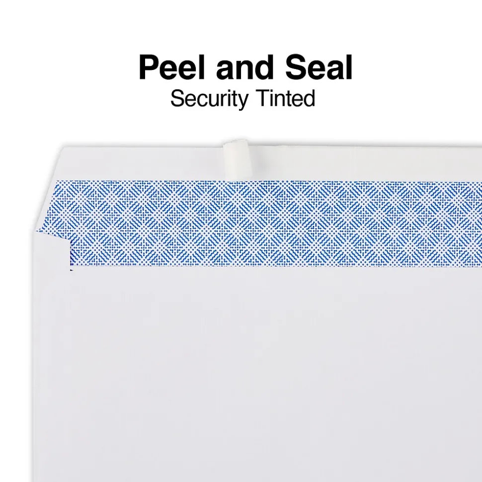 Staples QuickStrip EasyClose Self Seal Security Tinted #10 Business Envelopes, 4 1/8" x 9 1/2", White, 500/Box (ST50312-CC)