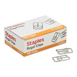 Staples® Regal #2 Paper Clips, Silver, 100/Box (72120)