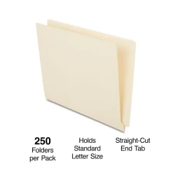 Staples Reinforced End-Tab File Folders, Letter Size, Manila, 250/Box (ST56685-CC)