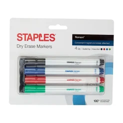 Staples Remarx Dry Erase Markers, Bullet Point, Assorted, 4/Pack (29329)