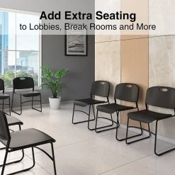 Staples Resin Stacking Chair, Black, 4/Pack (51475)