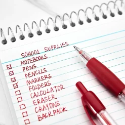 Staples Retractable Ballpoint Pens, Medium Point, Red Ink, Dozen (50792)