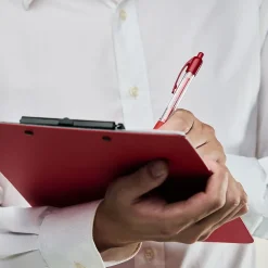 Staples Retractable Ballpoint Pens, Fine Point, Red Ink, Dozen (50787)