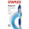 Staples® Retractable Ballpoint Pens, Medium Point, 1.0mm, Blue Ink, Dozen (50794-CC)