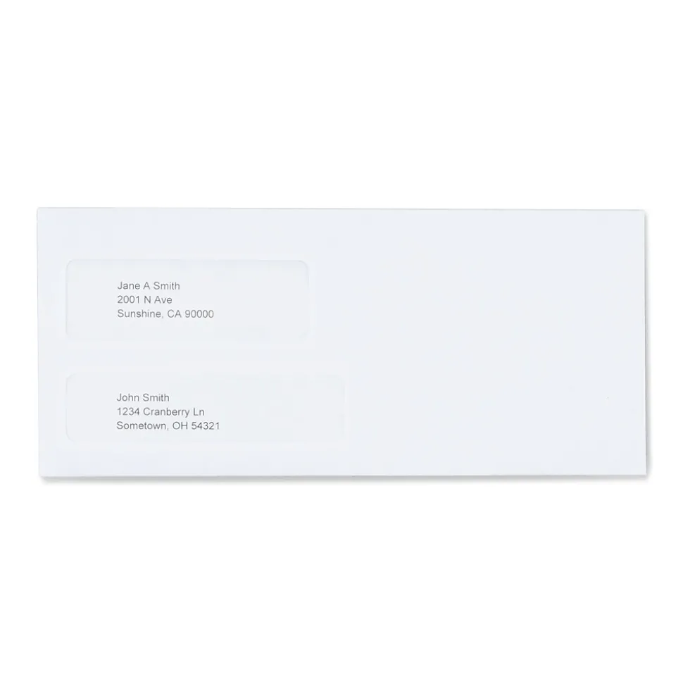 Staples Reveal-N-Seal #9 Double Window Envelope, 3 7/8" x 8 7/8", White, 300/Box (20567-US)