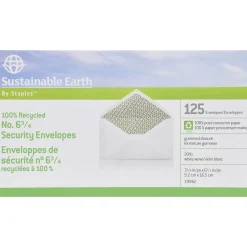 Staples Security Tinted #6 3/4 Business Envelope, 3 5/8" x 6 1/2", White, 125/Box (19962)