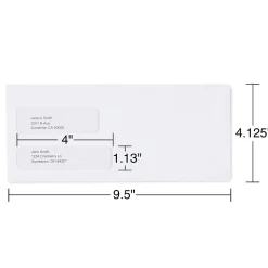 Staples Security Tinted #10 Double Window Envelopes, 4 1/8
