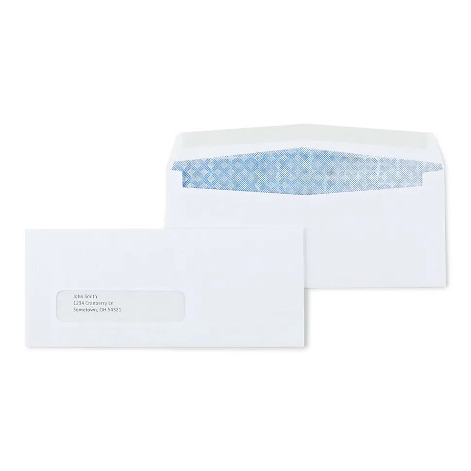 Staples Security Tinted #8 5/8 Business Envelopes, 3 5/8" x 8 5/8", White, 500/Box (918179/19410)