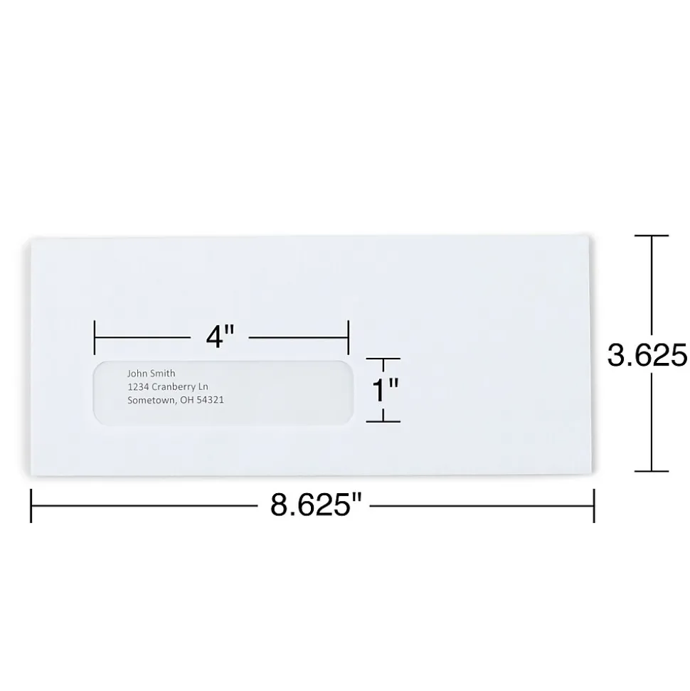 Staples Security Tinted #8 5/8 Business Envelopes, 3 5/8" x 8 5/8", White, 500/Box (918179/19410)