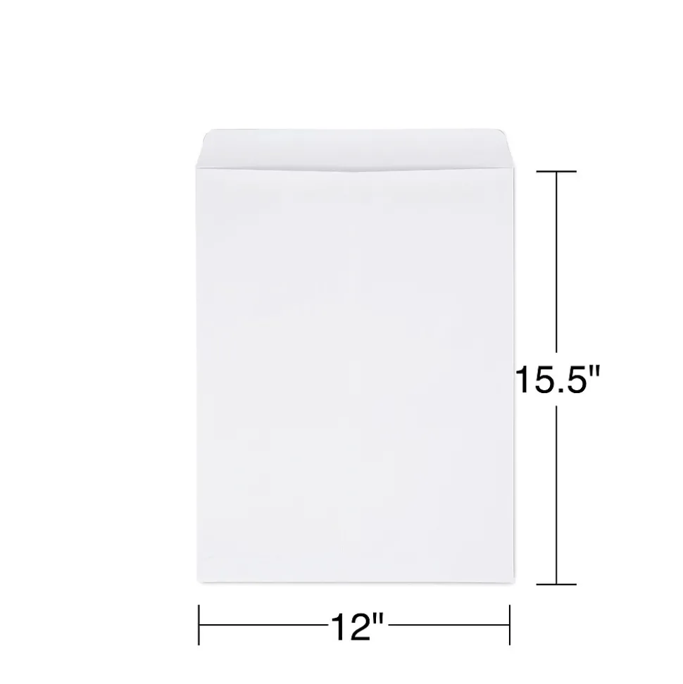 Staples Self Seal Catalog Envelopes, 12" x 15.5", White, 100/Box (609123/73142)