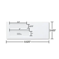 Staples Self Seal Self Seal Security Tinted #8 Double Window Envelopes, 3 5/8