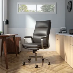 Staples® Shelton Ergonomic Leather Swivel Manager Chair, Gray (HG-70081)