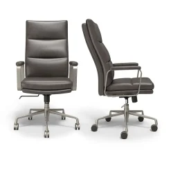 Staples® Shelton Ergonomic Leather Swivel Manager Chair, Gray (HG-70081)