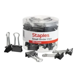Staples Small Binder Clips, 0.38" Capacity, Black, 40 Clips/Pack (ST10667/10667)