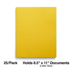 Staples Smooth 2-Pocket Paper Folder, Yellow, 25/Box (27538-CC)