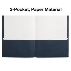 Staples Smooth 2-Pocket Paper Folder, Navy, 25/Box (27539-CC)