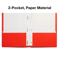 Staples Smooth 2-Pocket Paper Folder with Fasteners, Orange, 25/Box (50775/27543-CC)