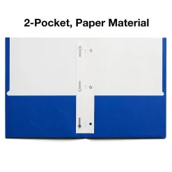 Staples Smooth 2-Pocket Paper Folder with Fasteners, Blue, 25/Box (50774/27542-CC)