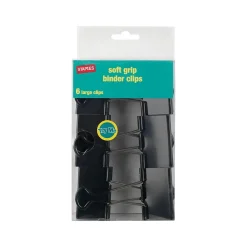 Staples Soft Grip 2" Binder Clips, Large, Black, 6/Pack (13726)