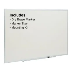 Staples Standard Durable Melamine Dry-Erase Whiteboard, Aluminum Frame, 5' x 3' (52676/28326)