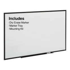 Staples Standard Durable Magnetic Steel Dry-Erase Whiteboard, Steel Black Frame, 5' x 3' (52480-CC)