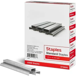 Staples Standard Staples, 1/4" Leg Length, 5000/Box, 5/Pack (TR58092)