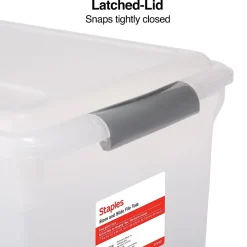 Staples Store & Slide Plastic File Box Latching, Letter/Legal Size, Clear (140167/139997)