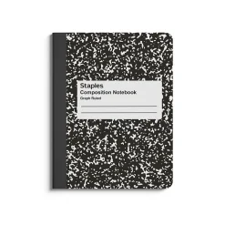 Staples 1-Subject Composition Notebook, 7.5" x 9.75", Graph Ruled, 80 Sheets, Black, 24/Carton (20075CT)