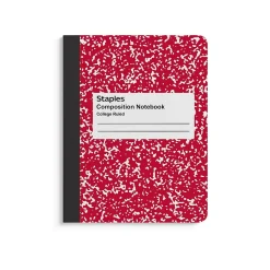 Staples 1-Subject Composition Notebooks, 7.5" x 9.75", College Ruled, 100 Sheets, Assorted Colors, 48/Carton (TR55063MCT)