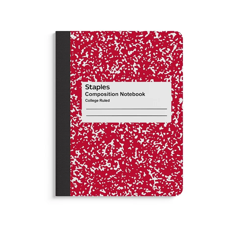 Staples 1-Subject Composition Notebooks, 7.5" x 9.75", College Ruled, 100 Sheets, Assorted Colors, 48/Carton (TR55063MCT)