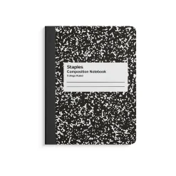 Staples 1-Subject Composition Notebooks, 7.5" x 9.75", College Ruled, 100 Sheets, Black, 4/Pack (ST58371C)